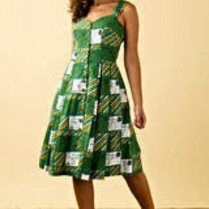 NWT Emily and Fin JENNY DRESS POSTCARDS PRINT Midi Dress UK size 16